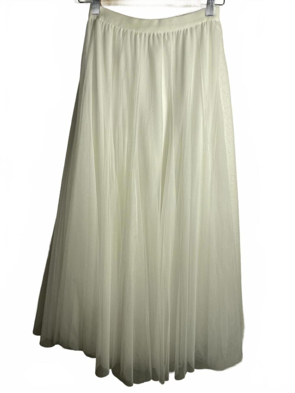 Tulle Maxi Skirt Women's Size Small White Pleated Whimsy